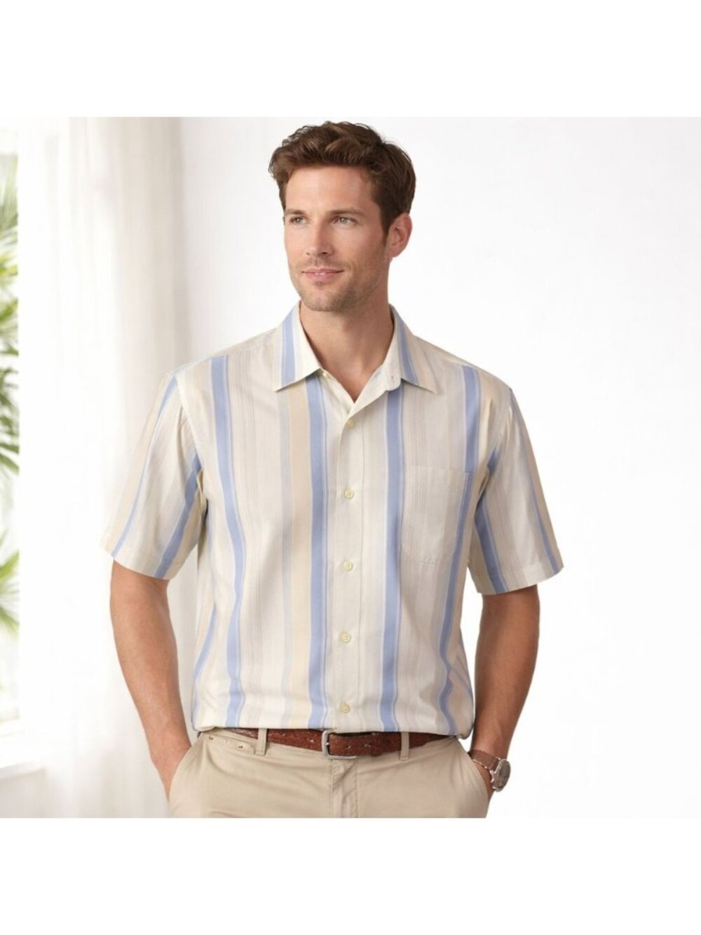 Tommy Bahama Mens Twist & Stripe Original Fit Camp Shirt Silk Tencel Size XL